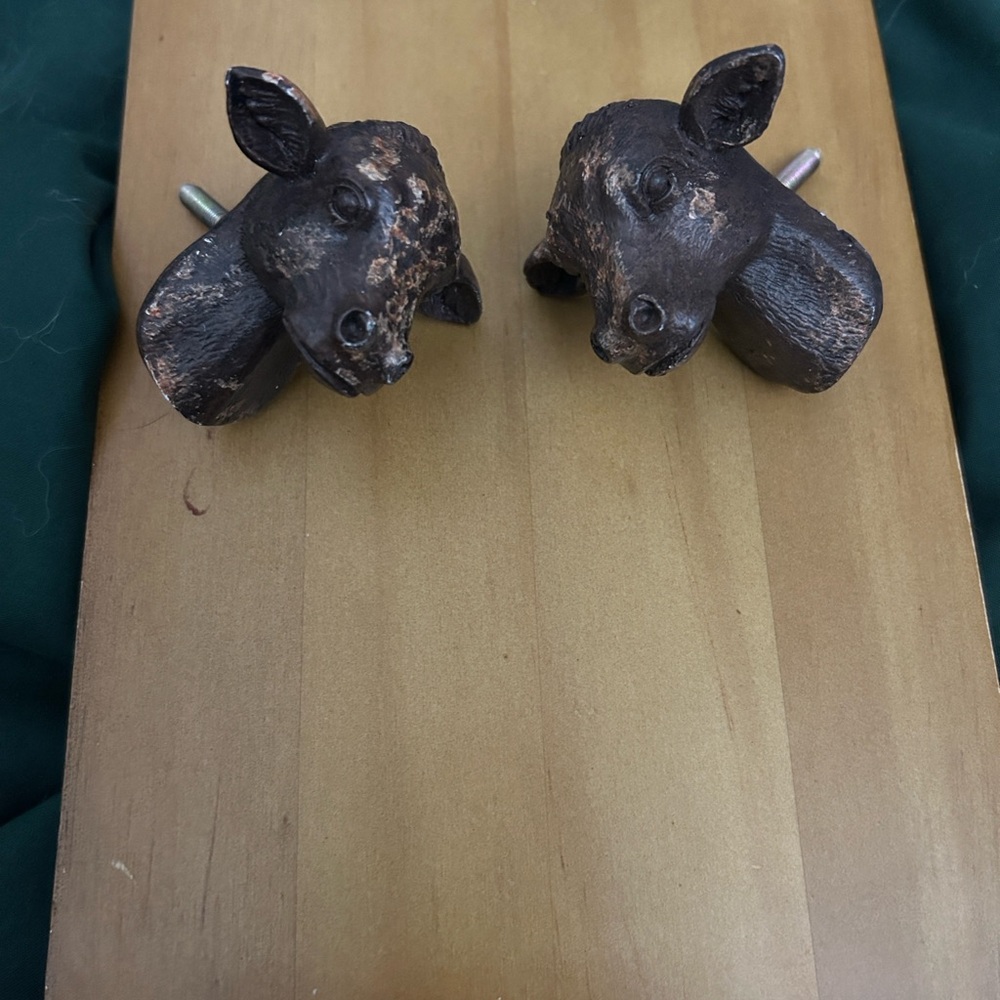 Rustic Brown Cow Head Dresser Knobs Decor